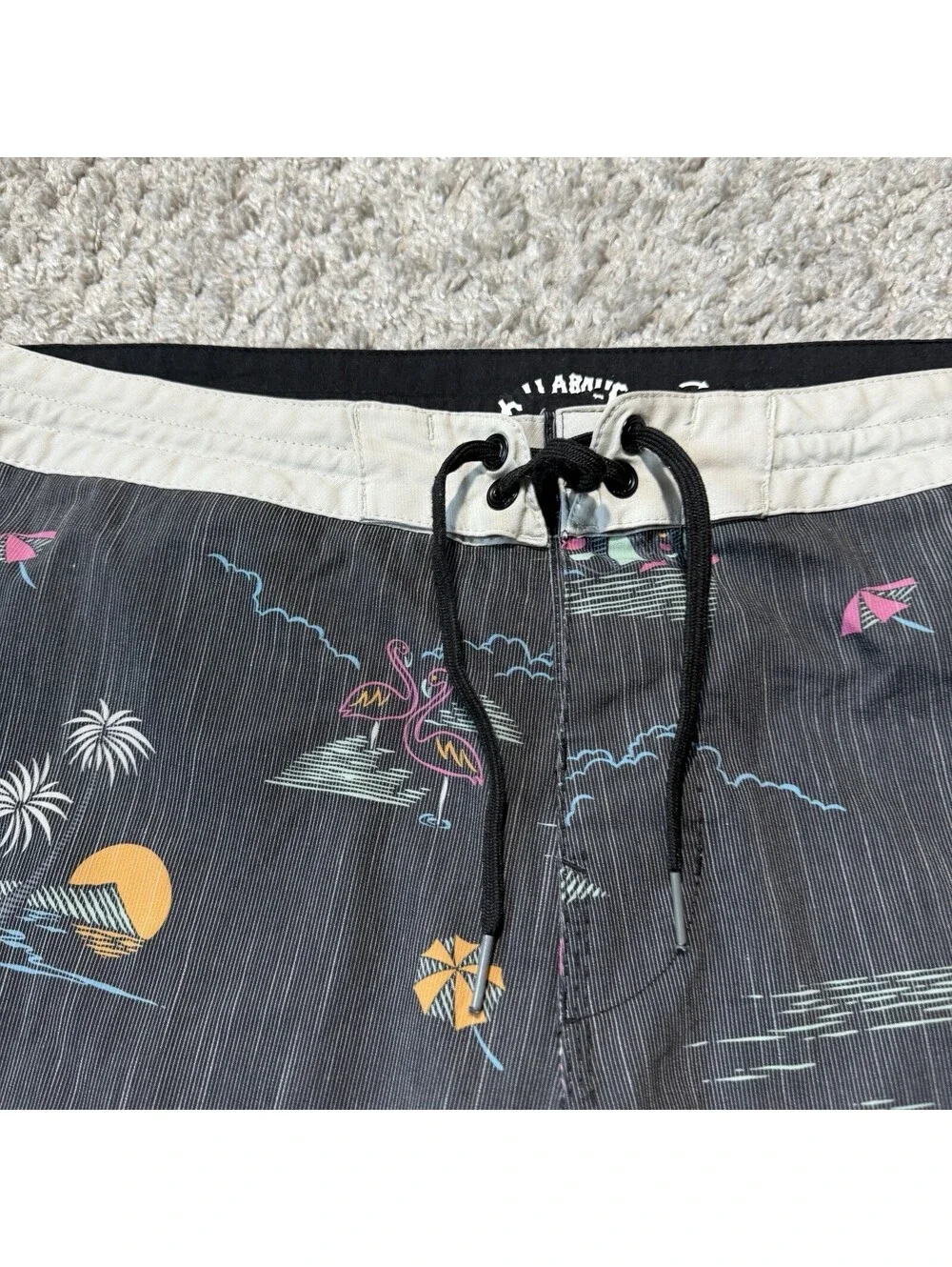 Billabong Recycler 73 Lo Tide Flamingo Palm Tree Board Shorts Swim Trunks 36